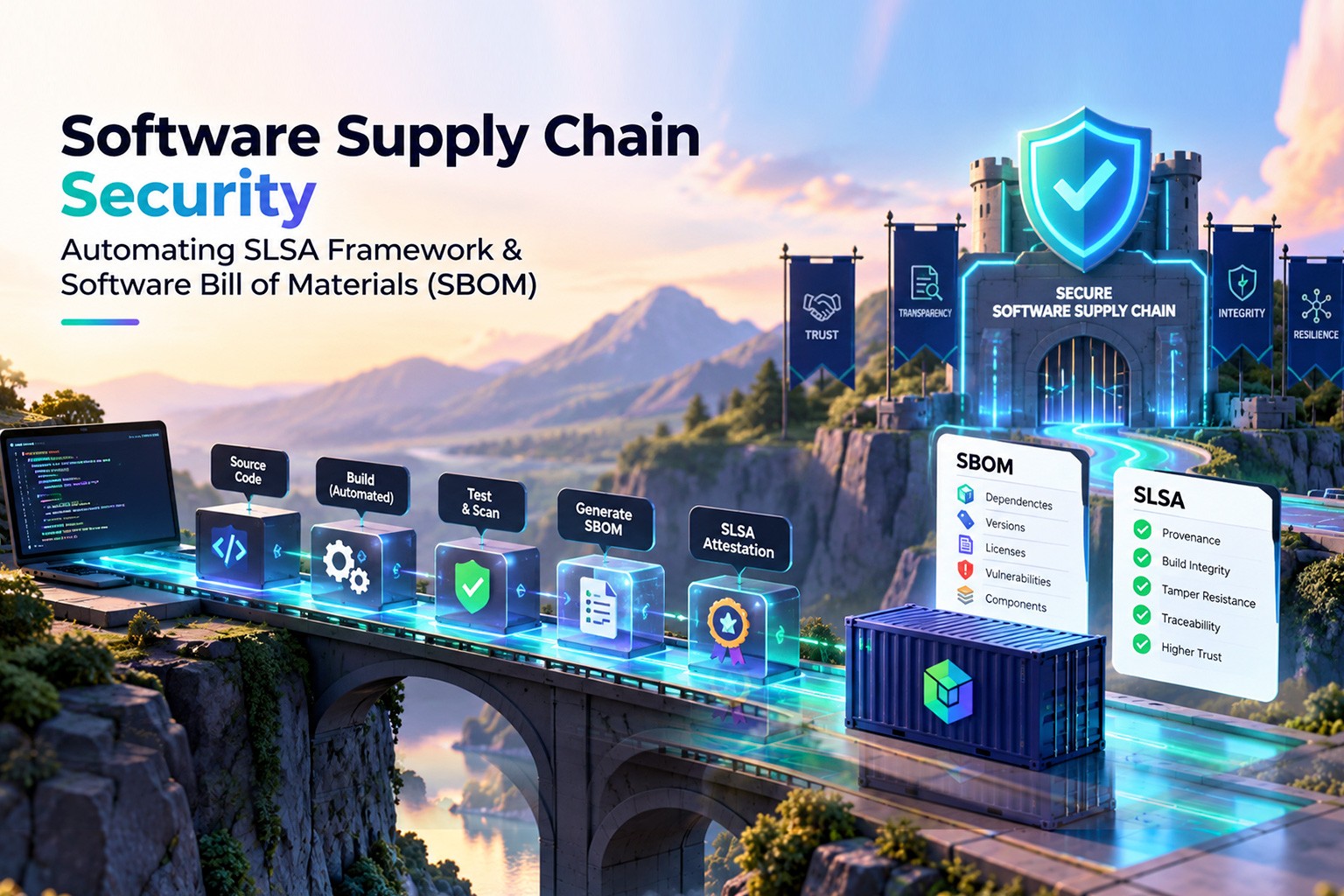 Software Supply Chain Security: Automating SLSA Framework & Software Bill of Materials (SBOM)